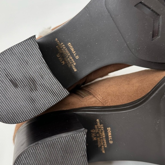 BROWN SUEDE LEATHER SHEARLING SHORT BOOTS by Markon Zipped with Heel Size- 9 1/2 - Picture 10 of 13